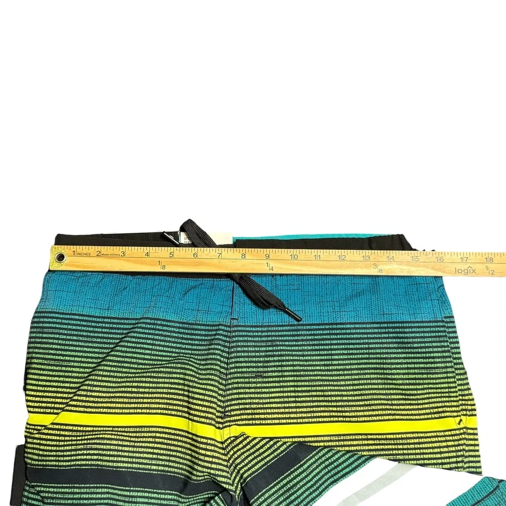 ZeroXposur Swim Trunks Men S NWT Teal Koa Striped Board Short Lined Beach Travel